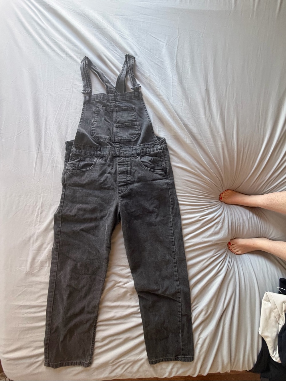 We The Free Charcoal Gray Denim Overalls Jumpsuit